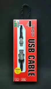 Usb-cable Type-C 4you Humber ( 3A, тканина, чорний ) НОВИНКА!!! 