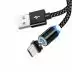 Usb-cable Micro USB Aspor-360Pro magnetic 2.4A 1m (круглий,тканина + пластик,метал.коннек) Black
