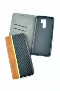 Flip Cover for Samsung A42 Carbon Light brown / black (4you)
