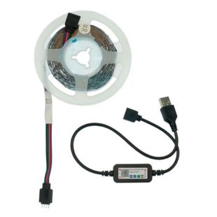 LED лента USB RGB 5V, IP 20, 5м, 50 светодиодов Bluetooth, на самоклейке (М) 