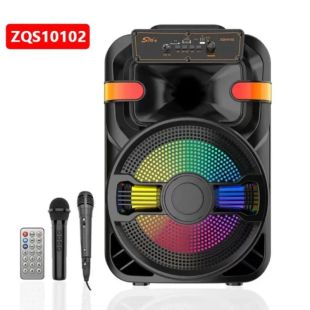 Портативная колонка ZQS10102 (USB+SD+Bluetooth+FM+дисплей+1-динамик+2микрофона 44см*30см*24см) Black