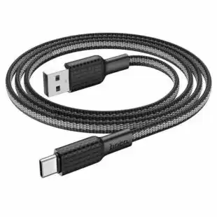 Usb-cable Type-C HOCO X69 3A 1m (плоский,тканинний) Black/white