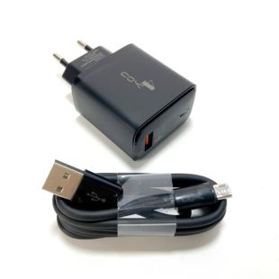 CЗУ 4you A43 (18W, Fast Charger QC 3.0, 5V/3A, 9V/12V-1.5A, 1USB) black+Micro USB 3А Dvina
