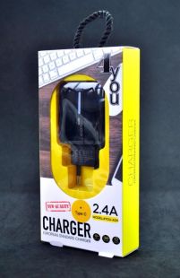 CЗУ 4you A24 (2.4A, Smart IC, Auto ID, улучшенная плата, 2USB, Led) black + Type C