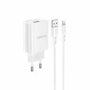МЗП-USB BOROFONE BN1 1USB 2.1A + кабель iPhone 5 White