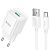 СЗУ-USB HOCO C145A (1USB/18W/3A) + кабель Type-C White