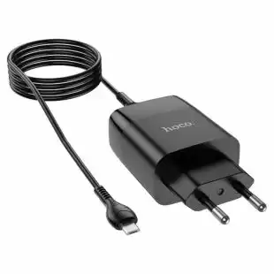 МЗП-USB HOCO C86A 2.4A 2 Usb (LED) + кабель Micro USB Black