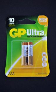Батарейка GP 24AU-2UE2 Ultra Alkaline LR03, AAA (2 в блистере, 20 в упаковке)