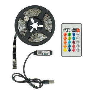LED стрічка USB RGB 5V, IP 20, 5м, Bluetooth,пульт, на самоклейці (М) - Ціна Тижня!