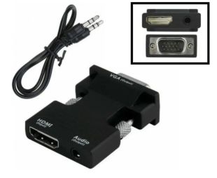 Конвертер HDMI на VGA (папа) + кабель AUX (тех.пак.) Black