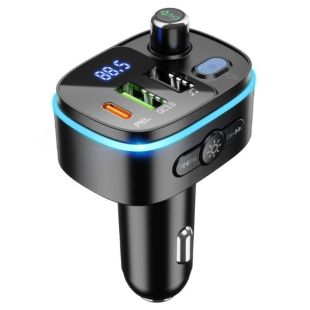 FM модулятор HOCO E62 QC3.0.PD20W (Blueutooth 5.0, MP3,1USB, Type-C, LED) Black