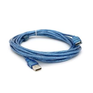 Кабель USB папа/мама (AM/AF) с ферритом 5м (силиконовая оплетка) Синий