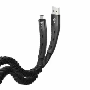 Usb-cable Micro USB HOCO U78 Cotton treasure elastic 2.4A 1.2m (плоский, тканевий, метал.конек) Black