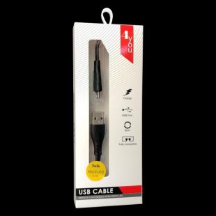 Usb-cable Micro USB 4you Sula black ( 2.4A, Silicon )