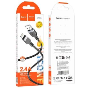 Usb-cable iPhone 5 HOCO X109 3m (круглий) Black