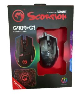 Миша провідна MARVO G909L+G1 (ігрова, Led,+коврик) Black