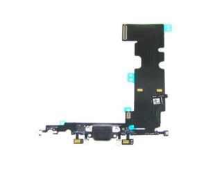 Шлейф iPhone 8+ на зарядку + микрофон black (M)