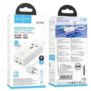 Удлинитель сетевой HOCO AC10A PD65W (2USB/2Type-C/1xSocket) White