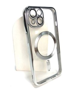 Чехол iPhone 16 Silicon Case Shining Full Camera with MagSafe Silver "Акционная цена"