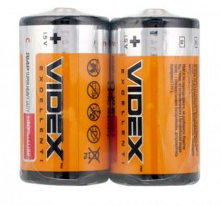 Батарейка Videx R14P/C солевая (2 в спайке, 24 в упаковке)