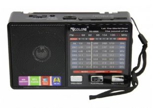 Радіоприймач Golon RX-8866 (USB+SD, ліхтарик) Black