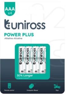 Батарейка Uniross щелочная Power Plus Alkaline AAA 1.5V (4 на блистере)