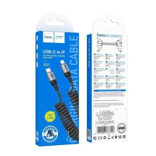 Cable Type-C/iPhone 5 HOCO X121 27W 1.5m (круглий) Black