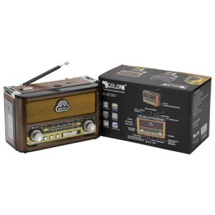 Радіоприймач Golon RX-BT087 (Bluetooth, USB+SD, ліхтарик) Brown