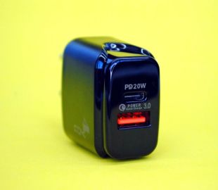МЗП 4you A50 ( PD 20W, Fast Charger QC 3.0, 5V / 3A, 9V / 12V-1.5A, 2 виходу ) black + кабель Type C-Lightning