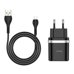 МЗП-USB HOCO C12Q Smart 3A 1 Usb + кабель Micro USB Black 