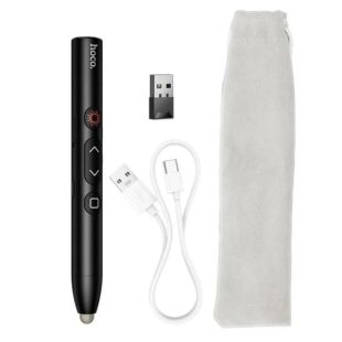 Презентер с лазерной указкой Hoco GM203 (беспроводной USB-приемник 2,4 ГГц, LCD, стилус) Black