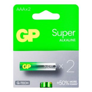 Батарейка GP 24AETA21-2GSB2 Super Alkaline LR03, AAA (2 у блістері, 20 в упаковці)
