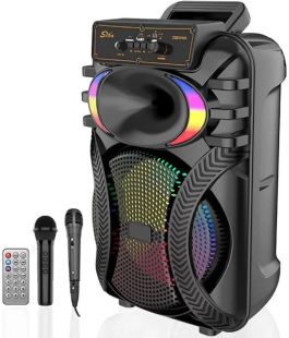 Портативная колонка ZQS10101 (USB+SD+Bluetooth+FM+дисплей+1-динамик+2микрофона 44см*30см*24см) Black