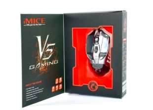 Мышь проводная V5 черно/серая (Imice,игровая,3D,800-4000сpi,Led,тканевый шнур)