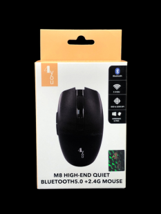 Миша бездротова 4you M8 black (Тиха, Bluetooth 5.0 + 2.4Ггц, 6кн, 800-1600DPI, 12мес гар) -НОВІНКА!
