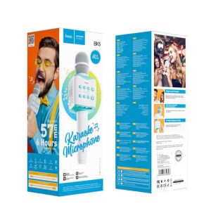 Микрофон-караоке беспроводной HOCO BK5 "Cantando" (Bluetooth 5.0, USB слот, 1-динамик) Blue