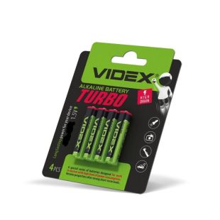 Батарейка Videx Turbo LR6T AA лужна (4 на блістері, 40 в упак.)