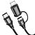 Cable 2 in 1 Type-C/Type-C+iPhone 5 HOCO X50 3A 1m (круглый,тканевый) Black "Акционная цена"