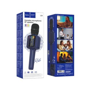 Мікрофон-караоке бездротової HOCO L24 Shine (Bluetooth 5.0, USB слот, 1-динамік) Blue