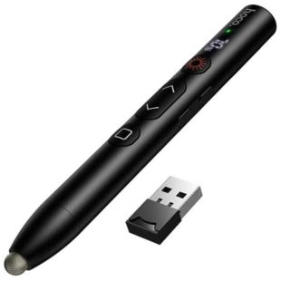 Презентер із лазерною указкою Hoco GM203 (бездротовий USB-приймач 2,4 ГГц, LCD, стілус) Black