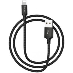 Usb-cable iPhone 5 HOCO X14 Times 2m (круглий, тканевий, метал. коннект) Black