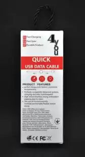 Usb-cable iPhone 5 4you Humber ( 3A, тканина, чорний ) НОВИНКА!!!