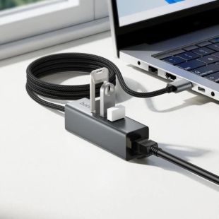 Hub HOCO HB1D 4 порта (USB to USB2.0*3+RJ45) Grey