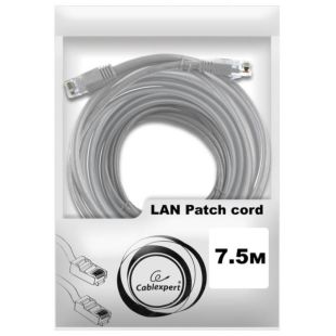 Кабель сетевой RJ45 7.5м Cablexpert PP12-7.5M, серый (витая пара)