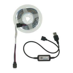 LED стрічка USB RGB 5V, IP 20, 5м, з Bluetooth, на самоклейці (М) - Ціна Тижня!