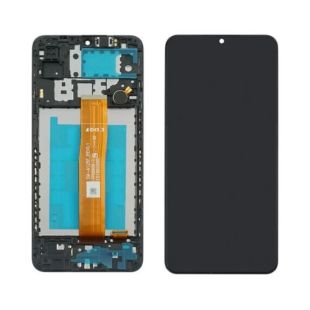 LCD Samsung A12/A125 із чорним тачскрином + корпусна рамка Service Pack (М)