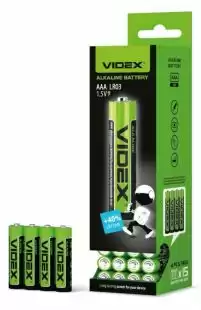 Батарейка Videx LR03 AAA лужна (4 в спайці, 60 в упаковці)