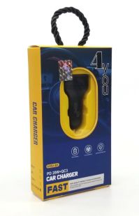 АЗУ 4you B3 (PD20W + QC3 18W, Fast Charger, 2 USB, 3.6-12V) black + кабель Type C-Type C