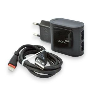 CЗУ 4you A22S (2.4A, Smart IC, Auto ID, улучшенная плата, 2USB, Led подсветка) black + iPhone
