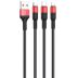Usb-cable 3 in1 Micro USB / iPhone5 / Type-C HOCO X26 Xpress 2A 1m (круглий,тканинний) Black/red